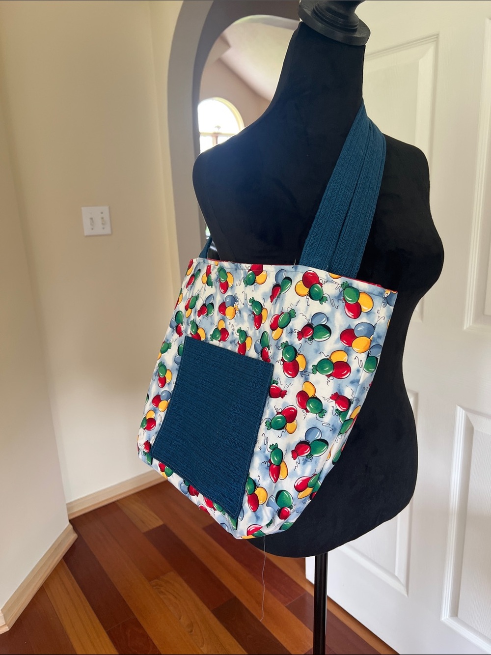 Handmade Reversible Tote Bag – Patriotic & Birthday Balloon Print  2 totes in 1
